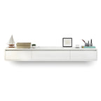 Long Rectangle Wooden Wall-Mounted TV Stand with Storage