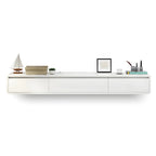 Long Rectangle Wooden Wall-Mounted TV Stand with Storage