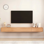 Long Rectangle Wooden Wall-Mounted TV Stand with Storage