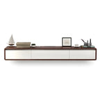 Long Rectangle Wooden Wall-Mounted TV Stand with Storage
