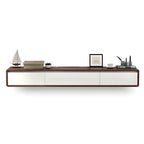Long Rectangle Wooden Wall-Mounted TV Stand with Storage