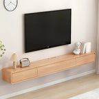 Long Rectangle Wooden Wall-Mounted TV Stand with Storage