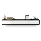 Long Rectangle Wooden Wall-Mounted TV Stand with Storage