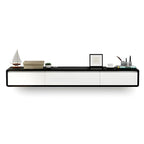 Long Rectangle Wooden Wall-Mounted TV Stand with Storage