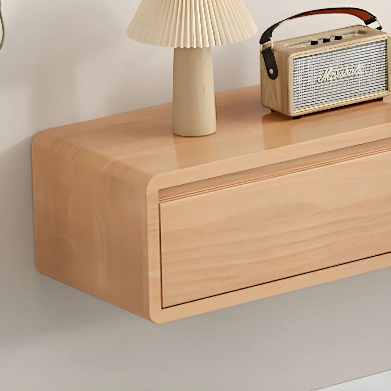 Long Rectangle Wooden Wall-Mounted TV Stand with Storage