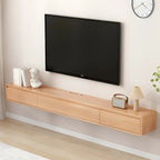 Long Rectangle Wooden Wall-Mounted TV Stand with Storage