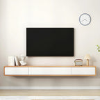 Long Rectangle Wooden Wall-Mounted TV Stand with Storage