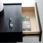 Black Steel Wood C-Shaped Drawer Nightstand with Light