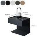 Black Steel Wood C-Shaped Drawer Nightstand with Light