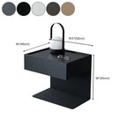 Black Steel Wood C-Shaped Drawer Nightstand with Light