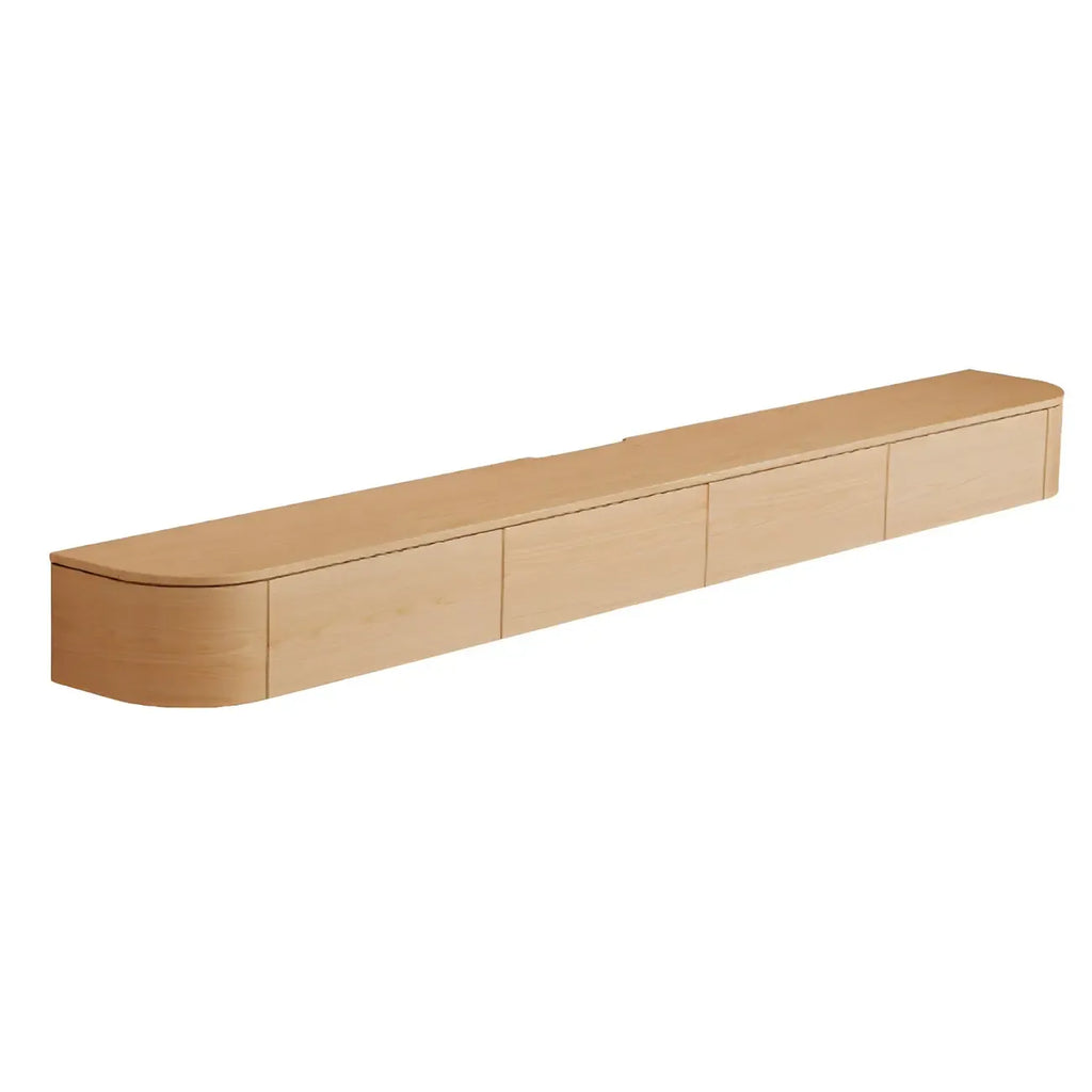 Scandinavian Wood Wall-mount TV Stand with Lift Drawers