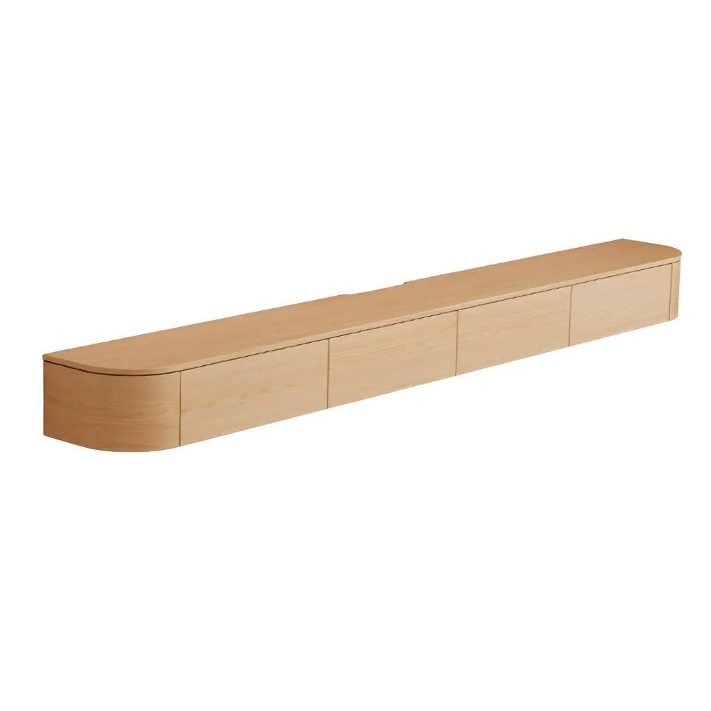 Scandinavian Wood Wall-mount TV Stand with Lift Drawers