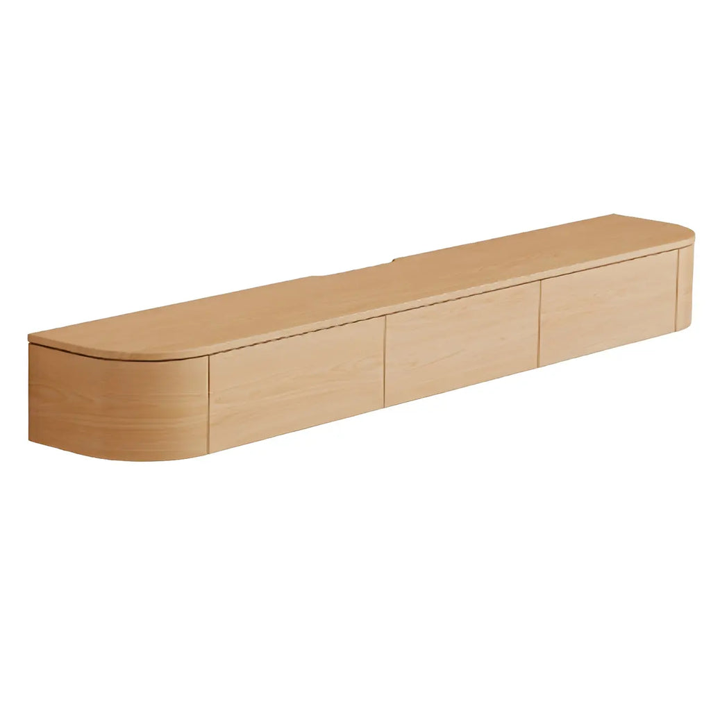 Scandinavian Wood Wall-mount TV Stand with Lift Drawers