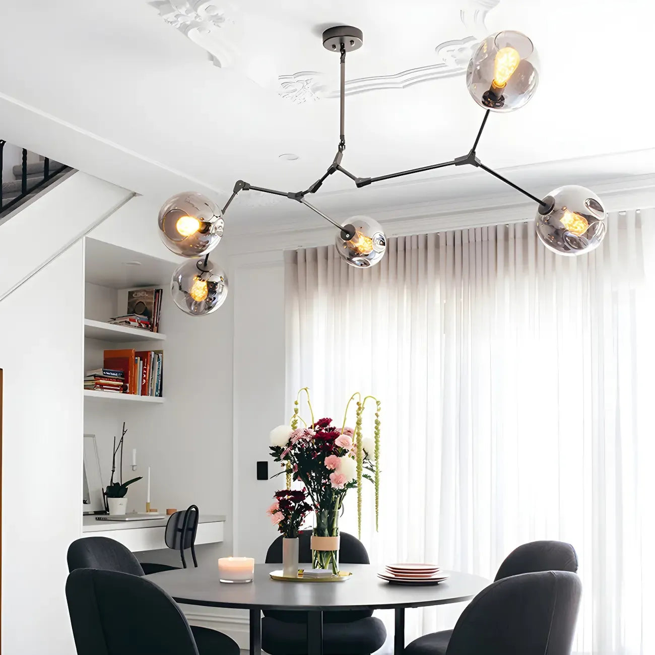 Large Sputnik Downrods Glass Chandelier for Indoor Use