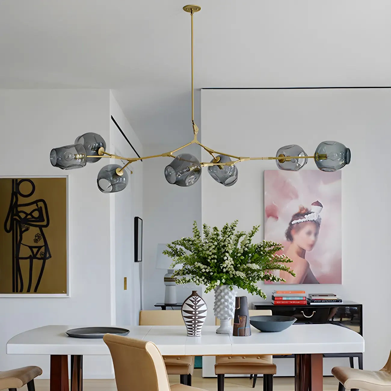 Large Sputnik Downrods Glass Chandelier for Indoor Use
