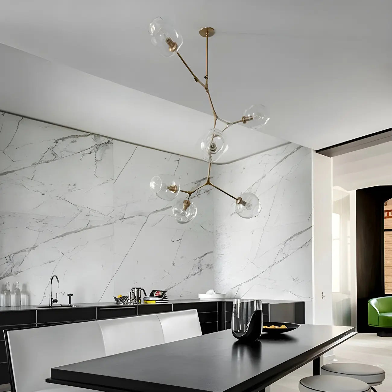 Large Sputnik Downrods Glass Chandelier for Indoor Use