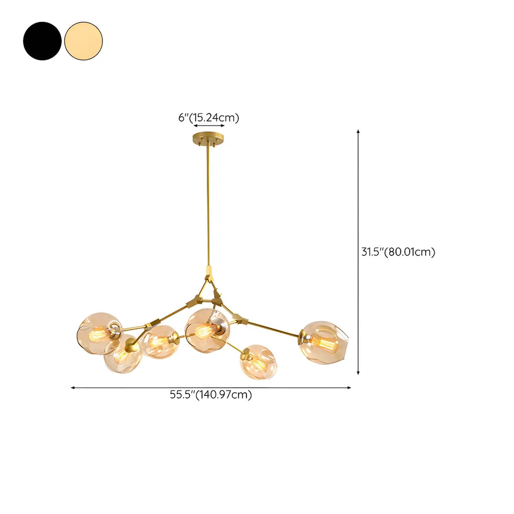 Large Sputnik Downrods Glass Chandelier for Indoor Use