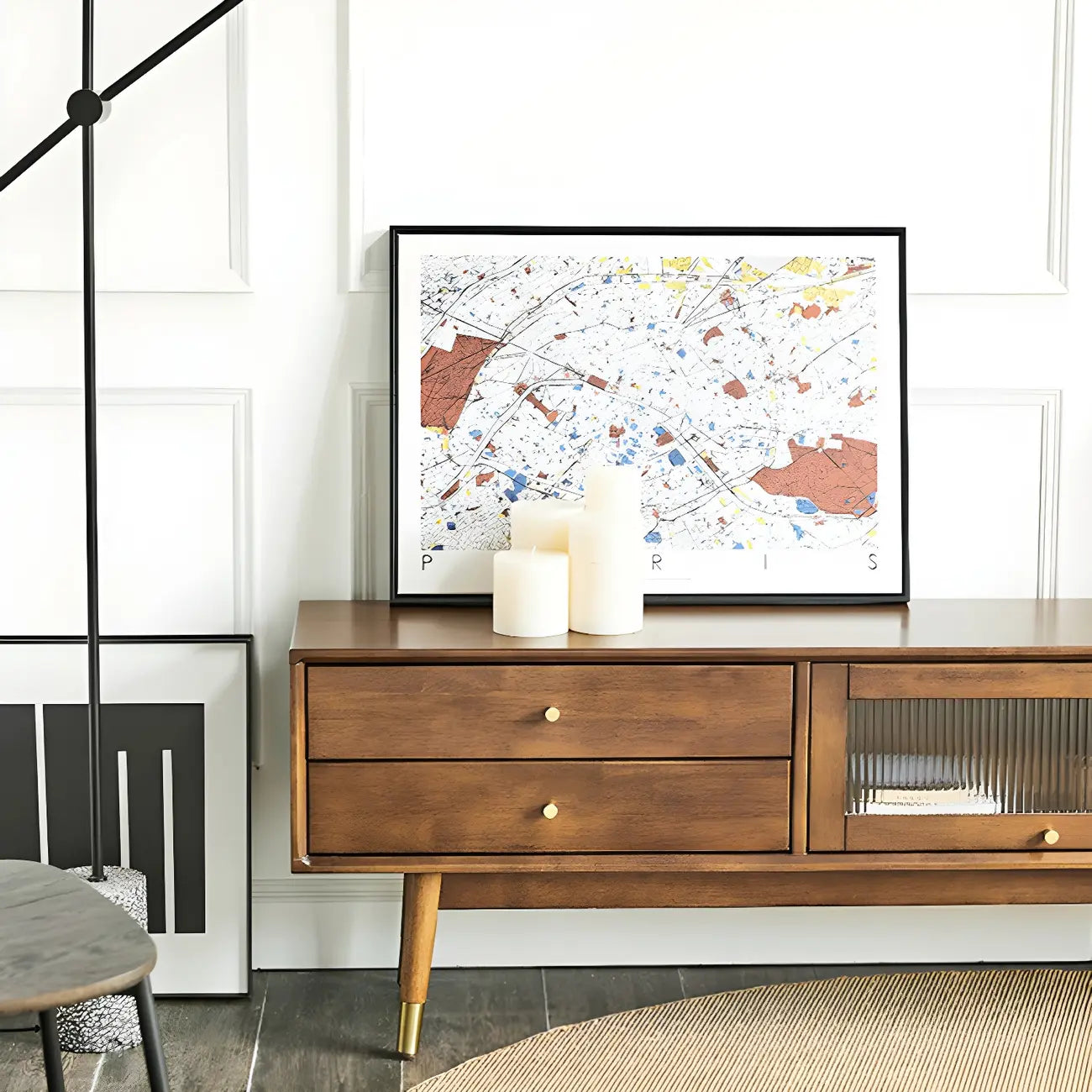 71 Nordic Brown Wood Cable Management Storage TV Stand