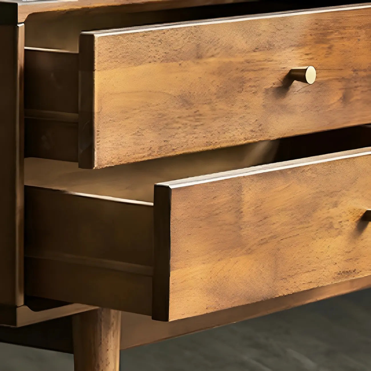 71 Nordic Brown Wood Cable Management Storage TV Stand