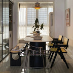 Rectangular Black Rattan Top Rubberwood Bench