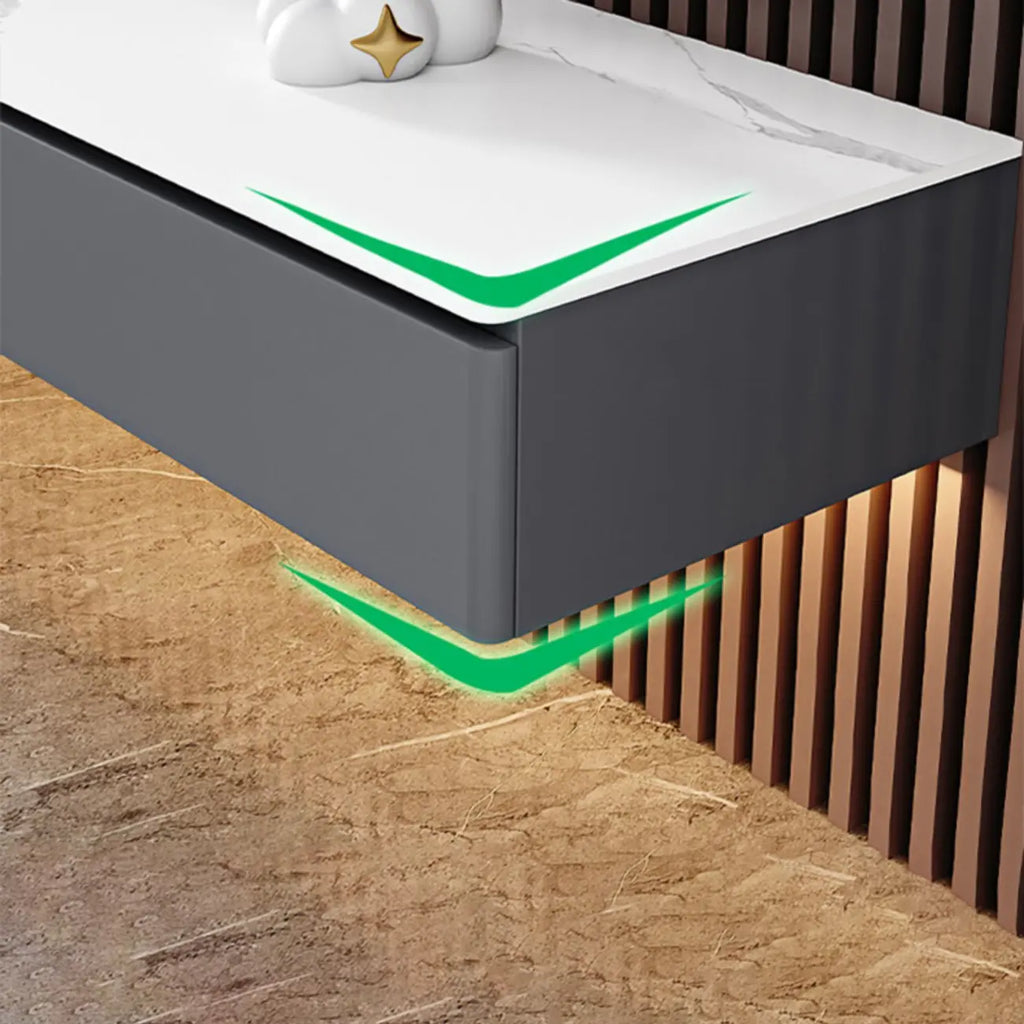 63 Grey Stone Floating Cable Management Drawers TV Stand