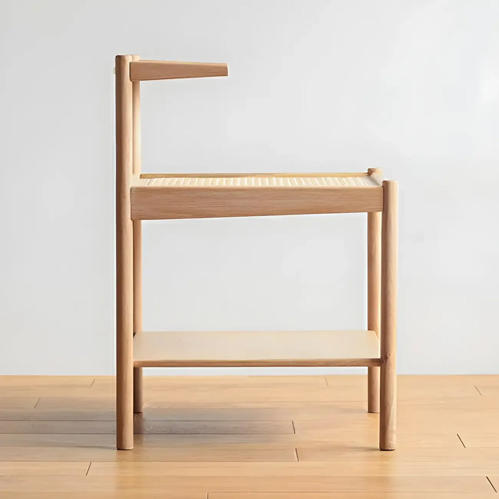 Natural 2-Tier Wood Rattan Shelf Open Storage Nightstand