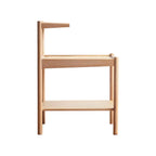 Natural 2-Tier Wood Rattan Shelf Open Storage Nightstand