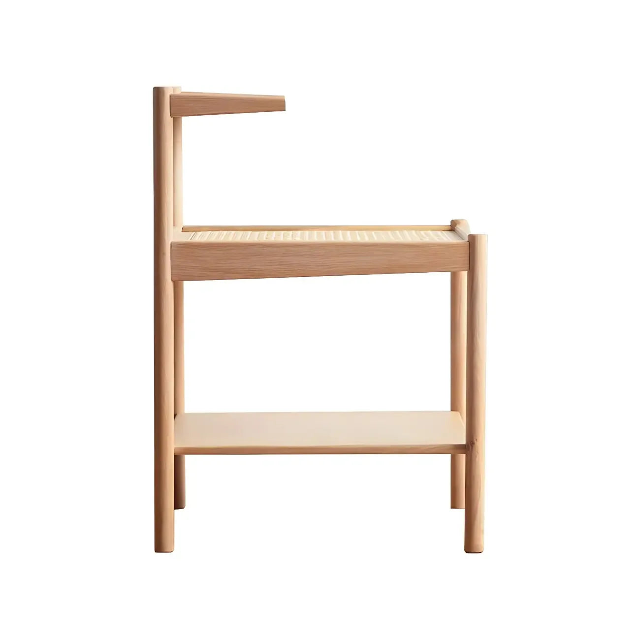 Natural 2-Tier Wood Rattan Shelf Open Storage Nightstand