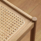 Natural 2-Tier Wood Rattan Shelf Open Storage Nightstand