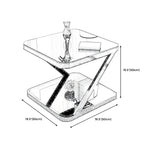 2-Tier Black Glass End Table with Storage for Living Room