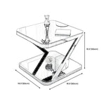 2-Tier Black Glass End Table with Storage for Living Room