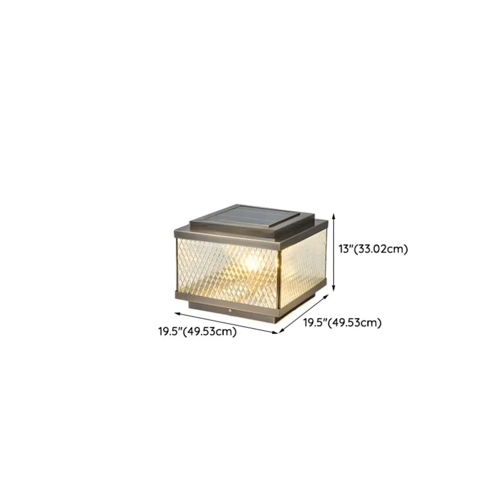 Modern Bronze Patterned Square Solar Outdoor Post Lights