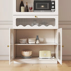 Tall White MDF Fluted Glass Doors Wine storage Sideboard